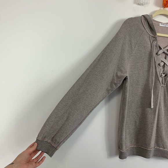 Project Social T Abby Lace-Up Tan Hoodie Medium - Picture 5 of 10